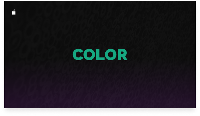 Dark background with 'COLOR' title for brand guideline section.